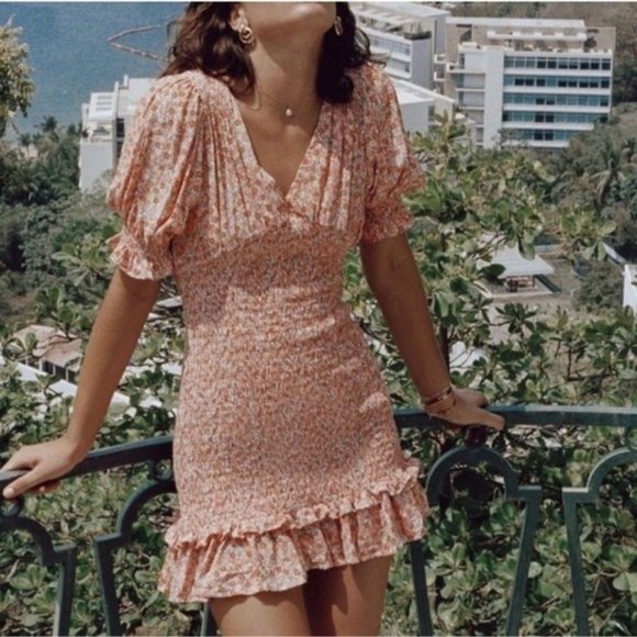 FAITHFULL The Brand Margherita ruffle Mini Dress Size 6 - Picture 1 of 14